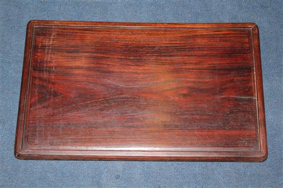 A Chinese rosewood and mother of pearl inlaid rectangular tray, late 19th century, 56 x 34cm